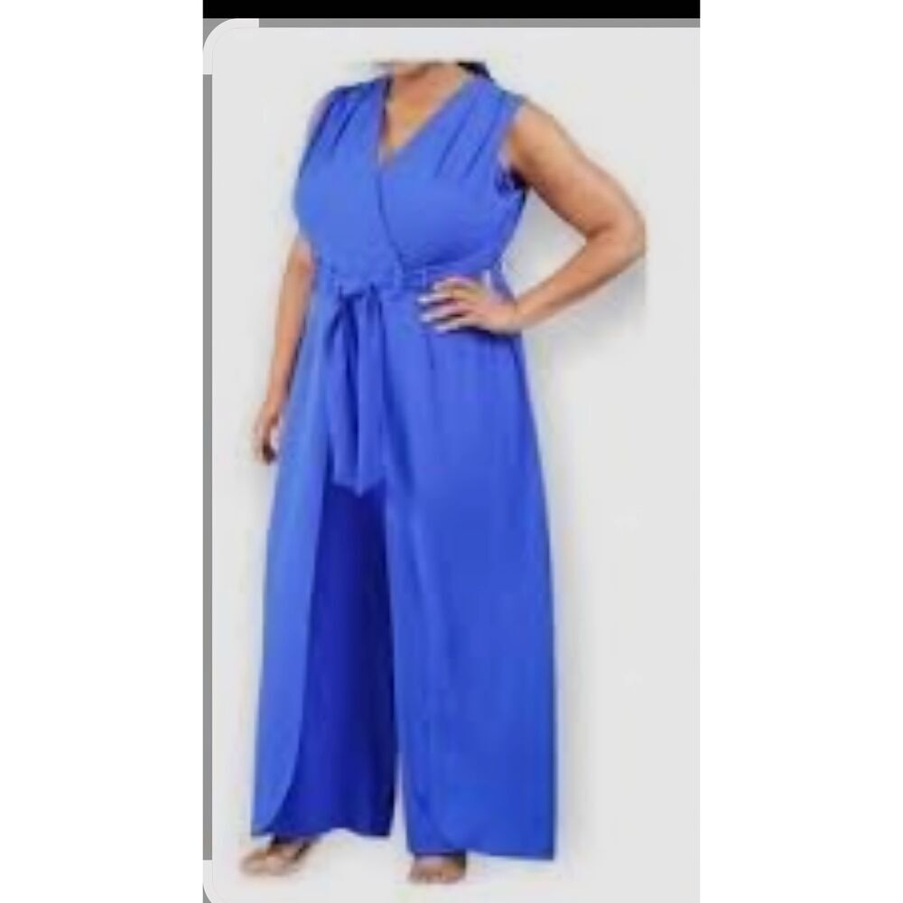 Shelby & Palmer Royal Blue Jumpsuit, V- Neck, Sleeveless, Belted, NWOT, Sz. 8